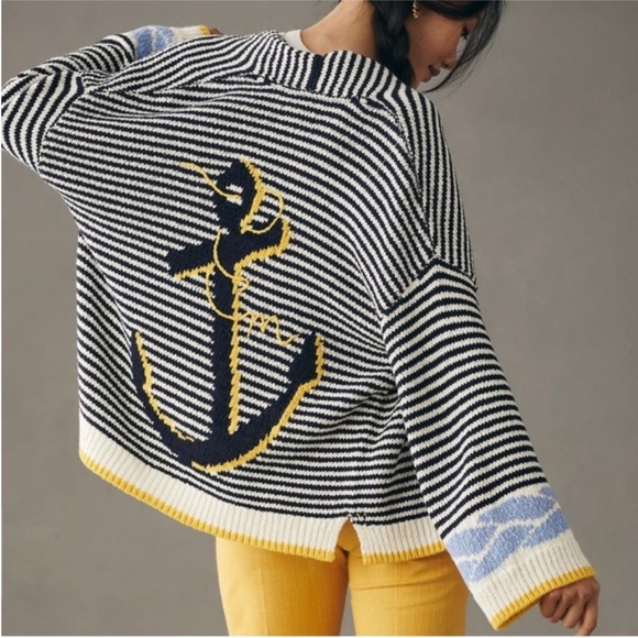 Maeve Sweaters - Maeve Portside Cardigan in Nautical Motif